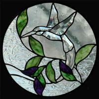 Stained Glass Supplies - Twin Hummingbird Bevel Cluster Blue and Green