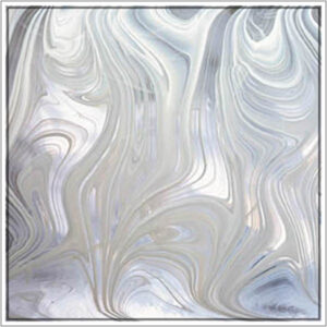 SP 308 BR  WHITE ON CLEAR BAROQUE GLASS