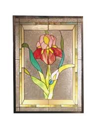 DELL TIFFANY SC-0056 IRIS STAINED GLASS   PANEL 