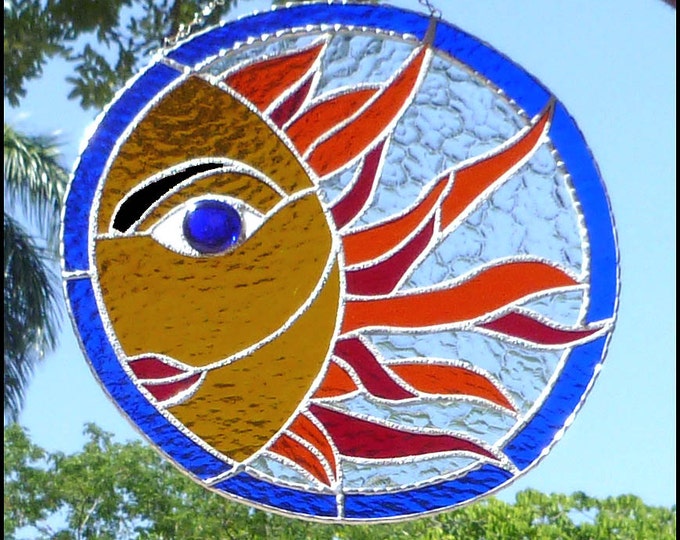 G-9601 Sun, Stained Glass Sun Catcher-12in dia
