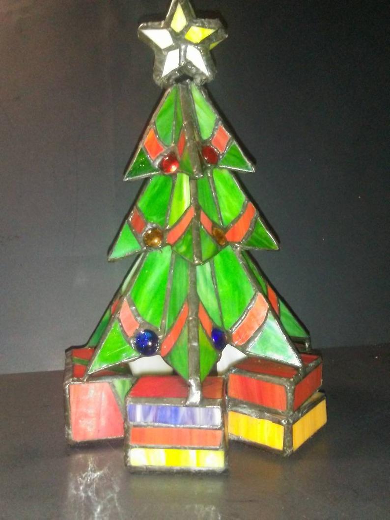 Vintage Meyda Tiffany # 12961 Christmas Tree Accent Table Lamp
