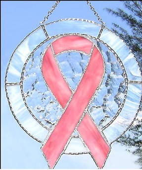 Pink Ribbon Breast Cancer  Stained Glass Sun Catcher