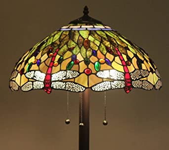 Tiffany-Style-Stained-Glass-Dragonfly. FLOOR LAMP